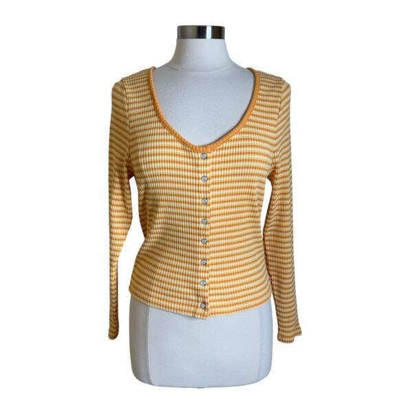 Levi’s Long Sleeve Britt Snap Front Striped Ribbed Top Womens Plus Size 1X New - Picture 2 of 13
